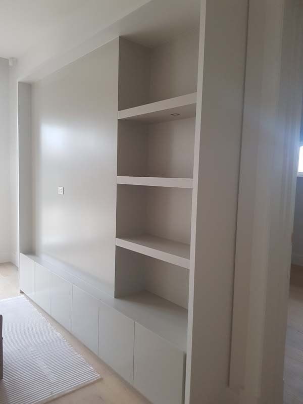 white shelves
