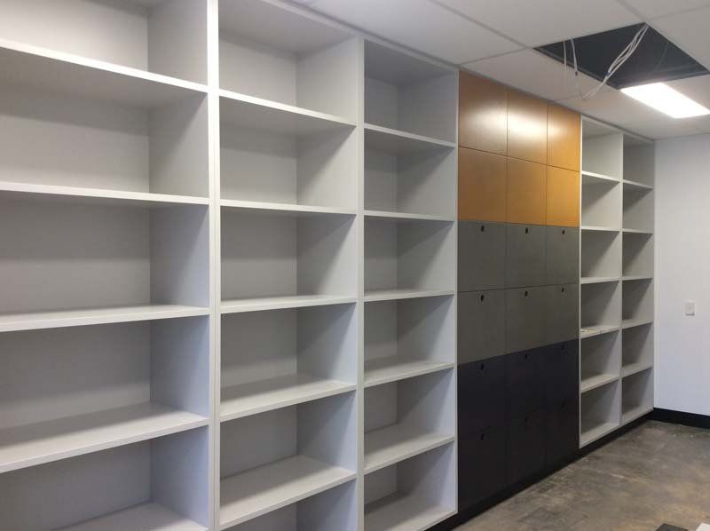 white shelves
