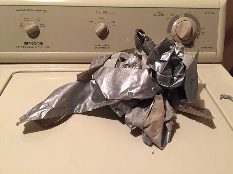duct tape on dryer machine