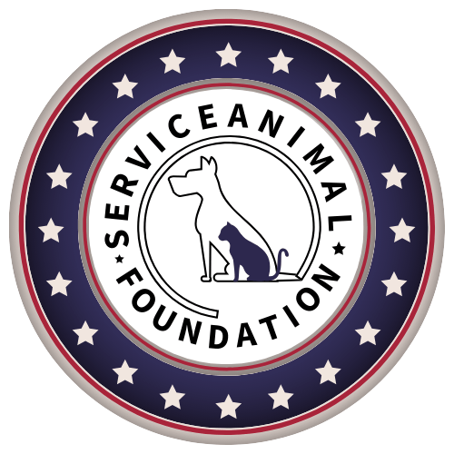 A service animal foundation logo with a dog and a cat