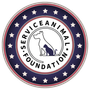 A logo for the service animal foundation with a dog and a cat