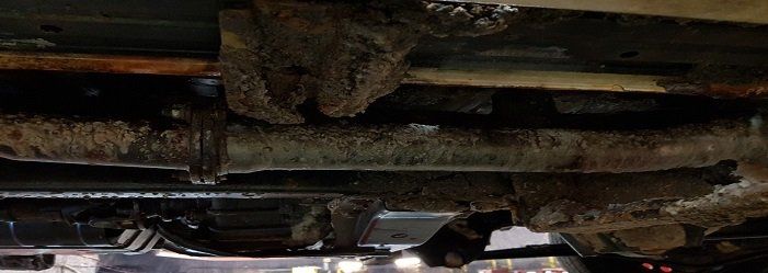 Corrosion on light duty vehicle Corroded exhaust system