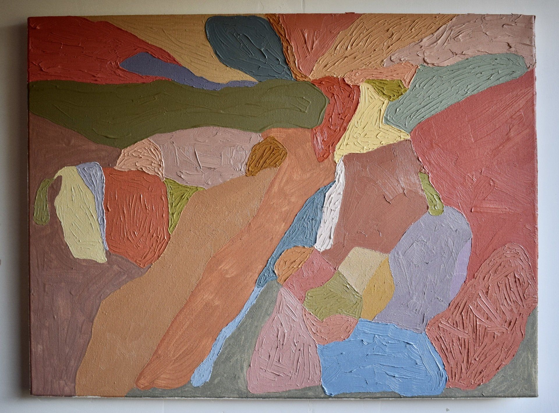 Painting by Siobhan McLaughlin, abstract textured colourful paint