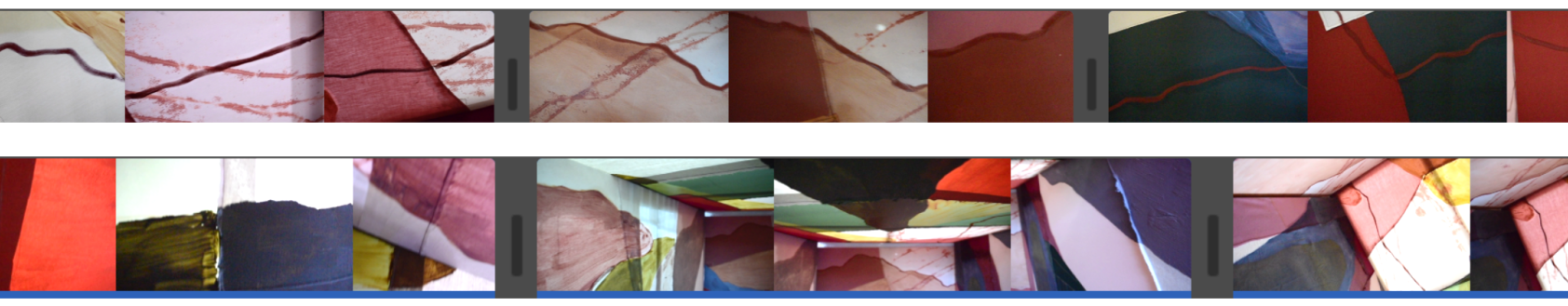 Stills from film making process with colourful images