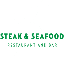 A logo for a steak and seafood restaurant and bar.