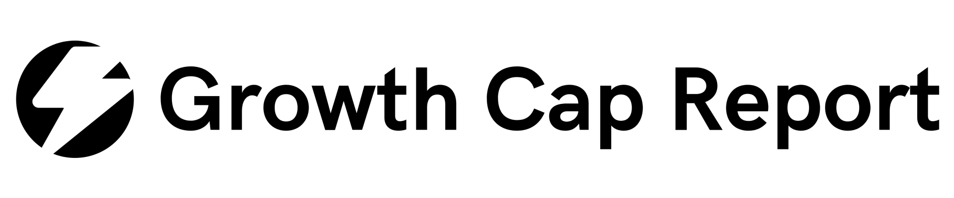 A black and white logo for growth cap report