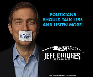 A campaign ad for Jeff Bridges showing him with his mouth taped shut and the text: 