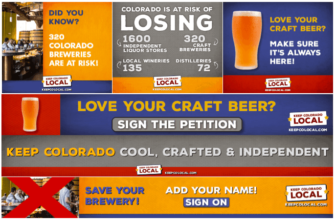 An advocacy graphic urging Coloradans to sign a petition to protect local breweries, distilleries, and liquor stores.