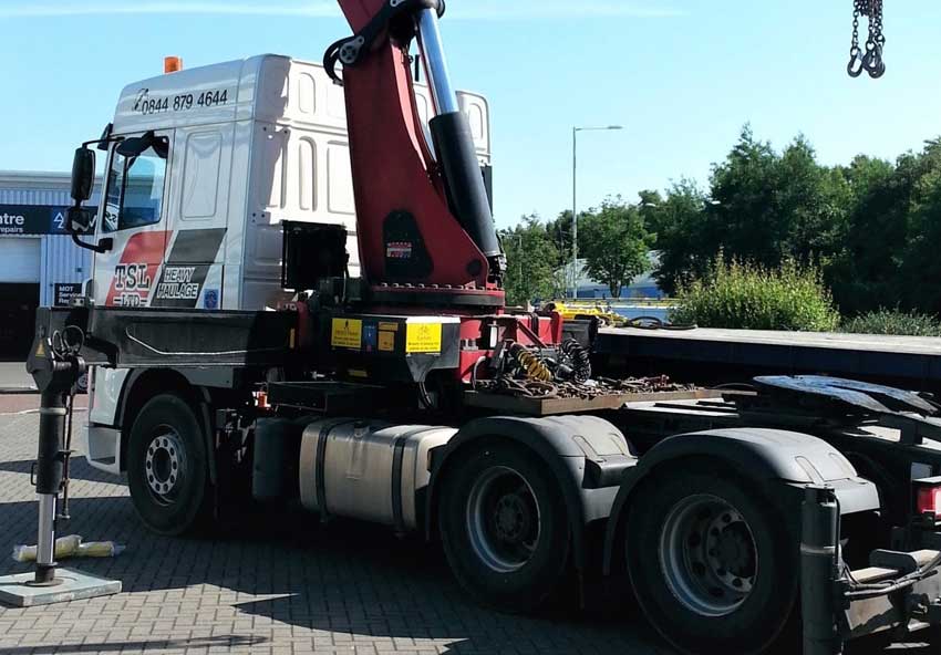 Truck with HIAB crane
