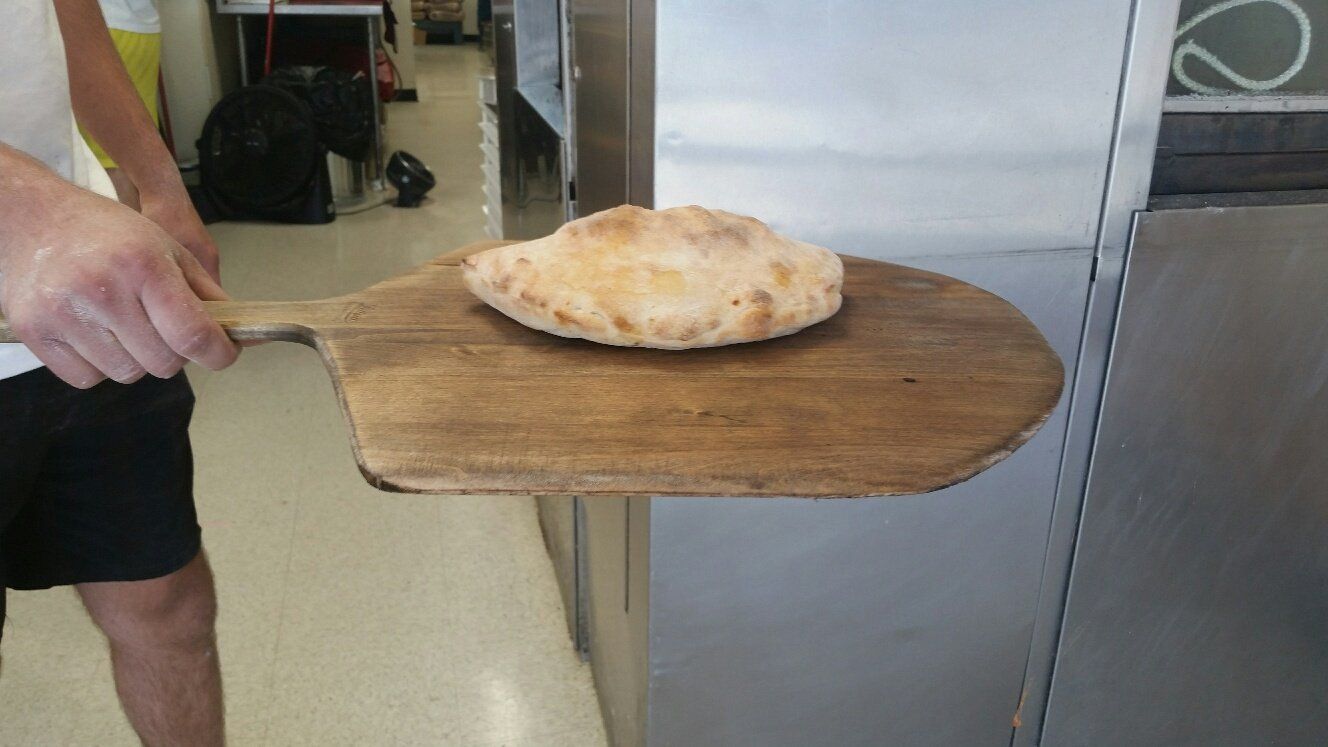 calzone fresh out of oven