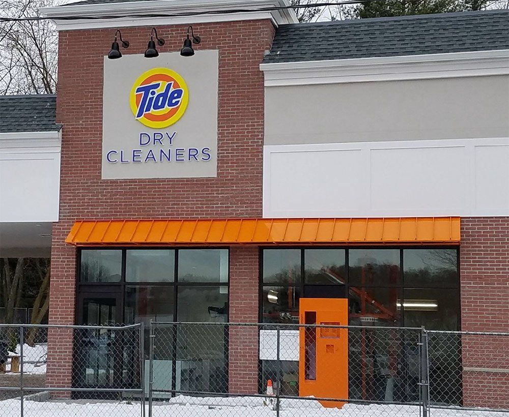 Awning on Tide Dry Cleaners — Brick, NJ — DUNE Awning Fabrication