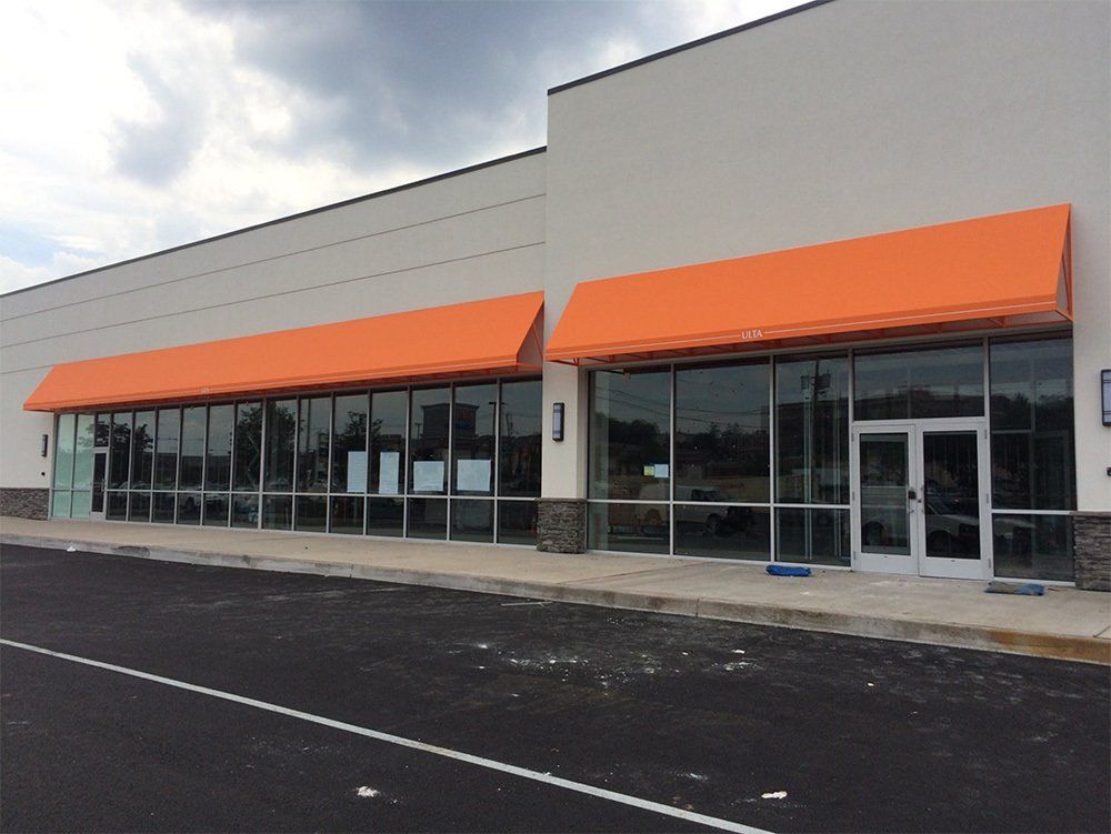 Side View of Orange Awning on Ulta — Brick, NJ — DUNE Awning Fabrication