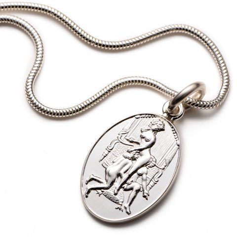 Eugenie Sterling Silver Oval Pendant & Chain erotic jewellery