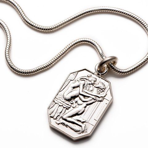 Justine Sterling Silver Cut Corner Pendant & Chain erotic jewellery