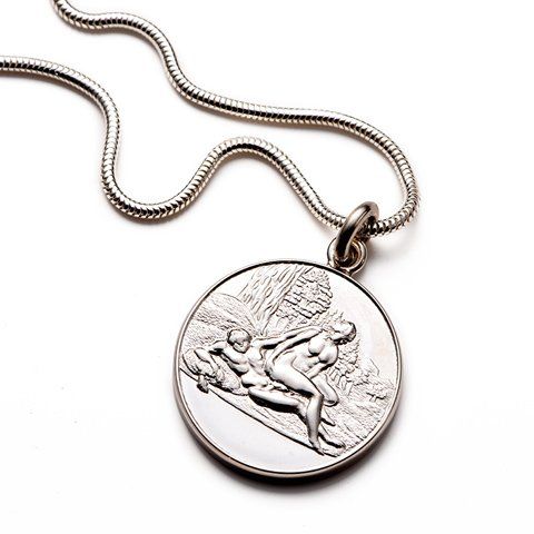 Angelique Sterling Silver Round Pendant & Chain erotic jewellery