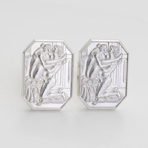 Alphonse Sterling Silver Cut Corner Cufflinks erotic jewellery