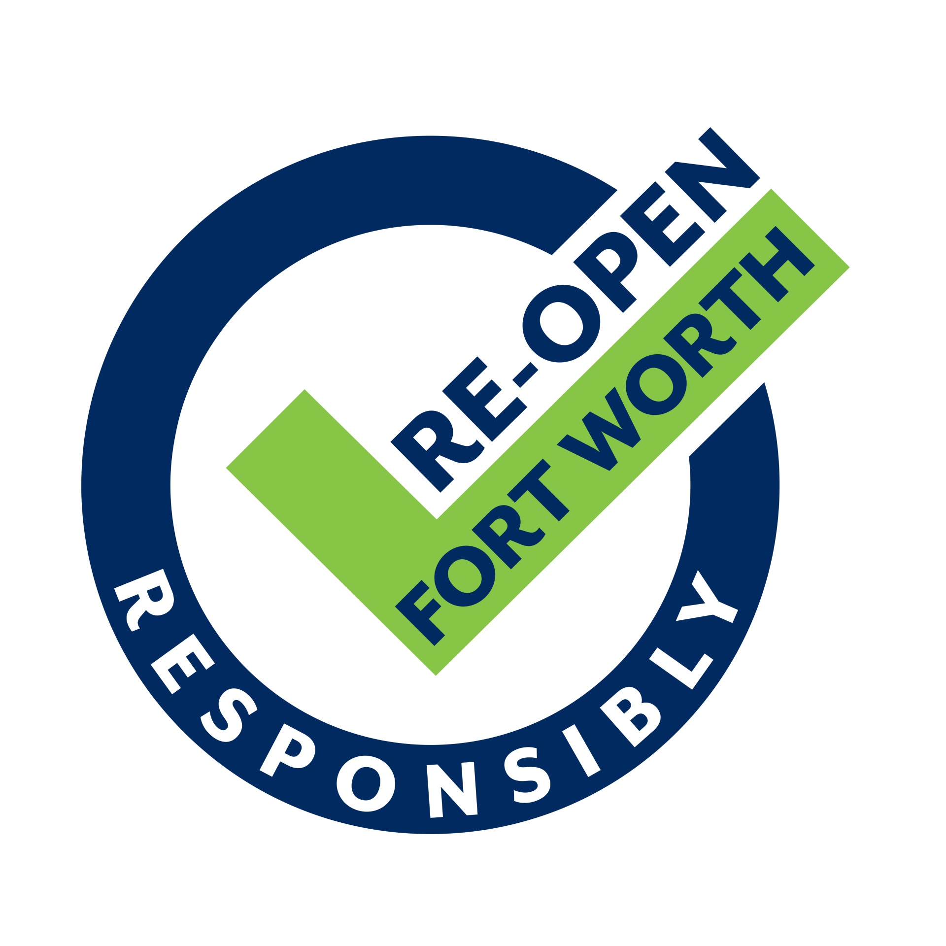 Website Badges Re-Open Fort Worth A logo that says re-open fort worth responsibly