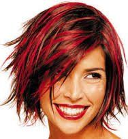 Woman with modern hair style and highlights.