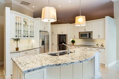 Home Kitchen with White Cabinets — Oroville, CA — Custom Tile & Granite Home Kitchen with White Cabinets — Oroville, CA — Custom Tile & Granite