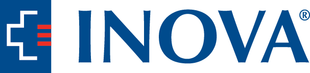 INOVA logo: Blue text with a stylized plus sign and three red lines on a blue background.
