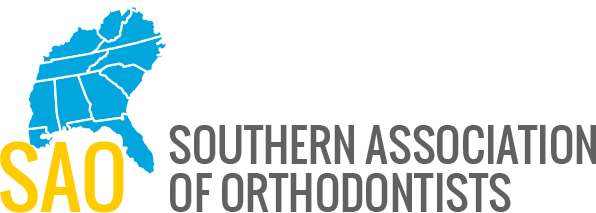 Logo: SAO initials in yellow, a blue southern US map, and the text