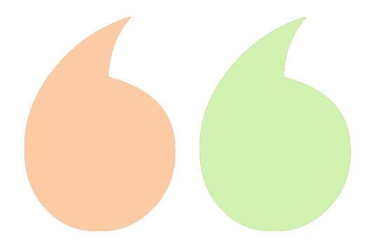 Orange and green quotation marks.