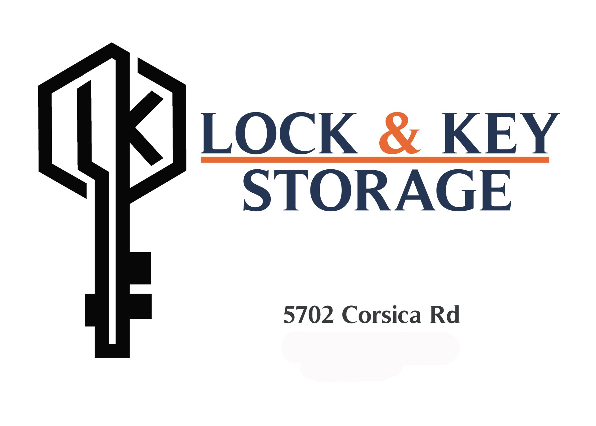 Logo for Lock & Key Storage, a key-shaped design with 
