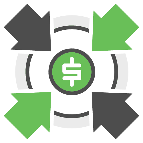 Bookkeeping icon showing money being saved. Temecula, California