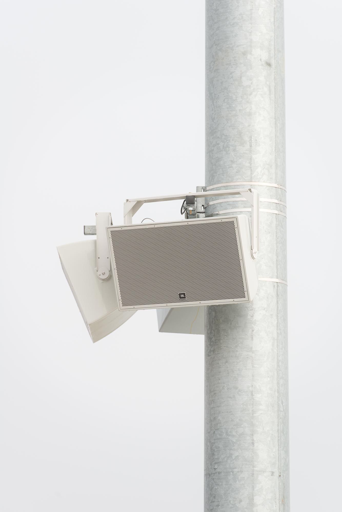 Speakers on poles at Davenport Stadium