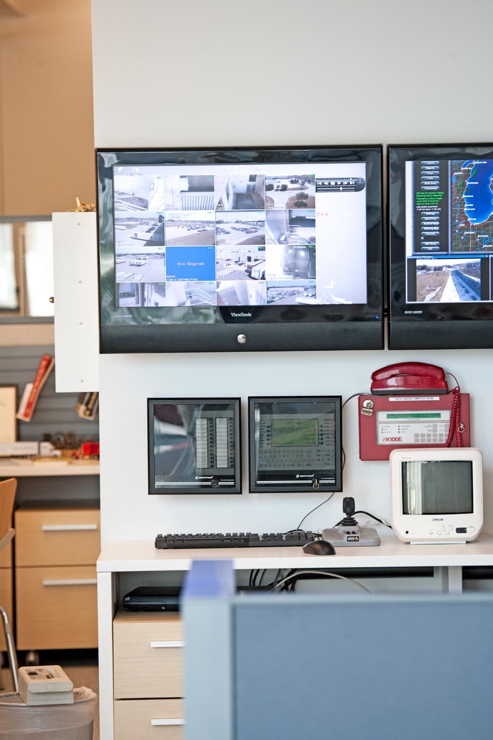 Security Cam footage on the TV at Cherry Health