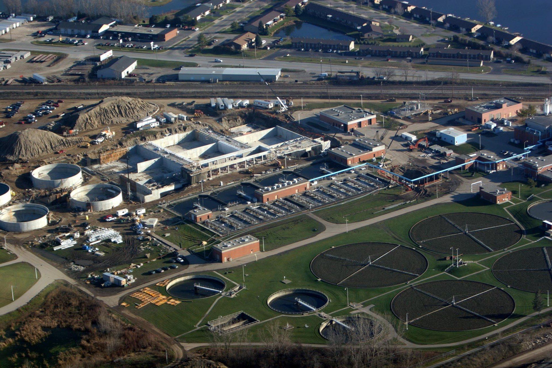 Aerial Shot of A Waste Water Treatment Plant