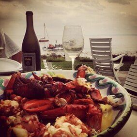 Fresh seafood dinner overlooking ocean - fresh seafood in Portland, ME Fresh seafood dinner overlooking ocean - fresh seafood in Portland, ME