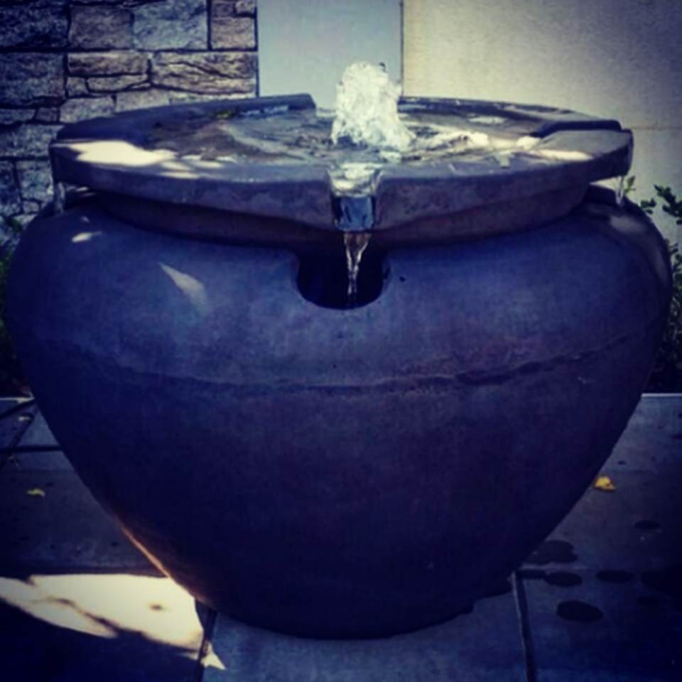 big pot with fountain