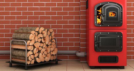 logs and fireplace