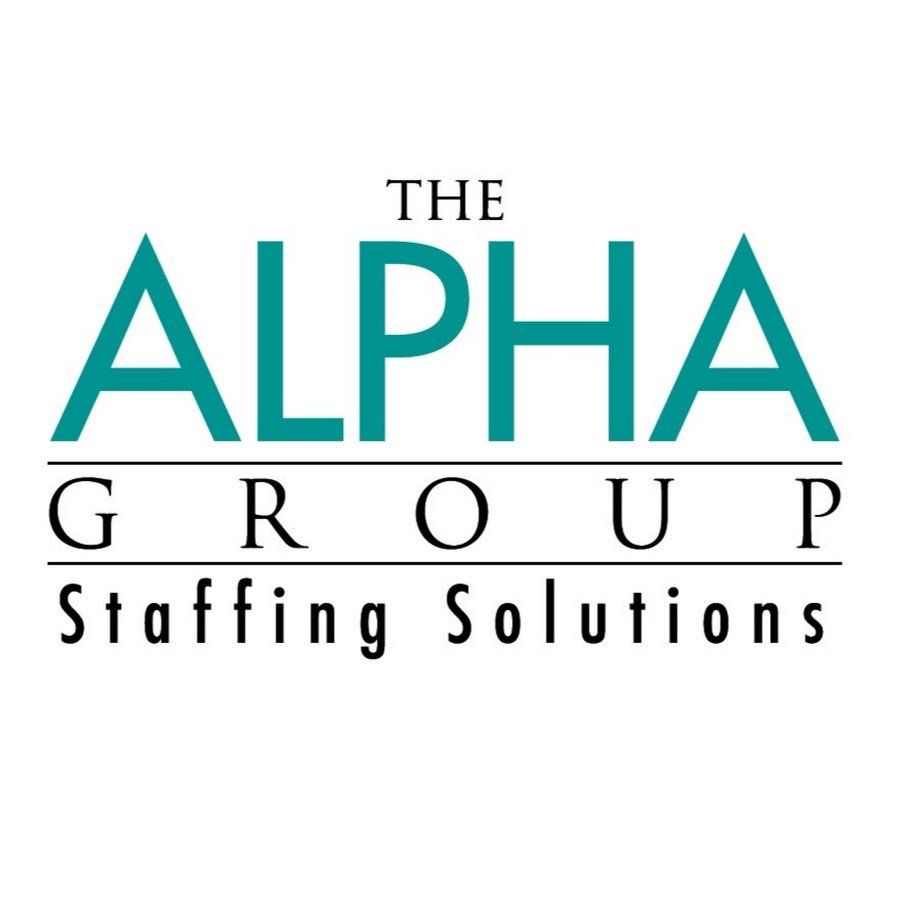 The alpha group staffing solutions logo on a white background
