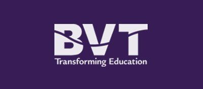 A logo for bvt transforming education on a purple background