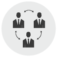 3 Businessmen Connecting Together Icon