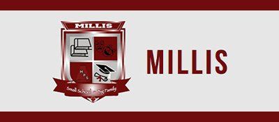 The logo for millis university is a shield with a graduation cap on it.
