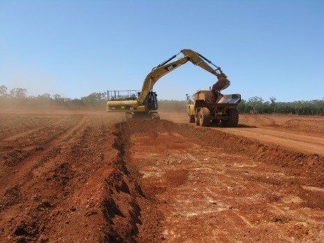 excavator on field