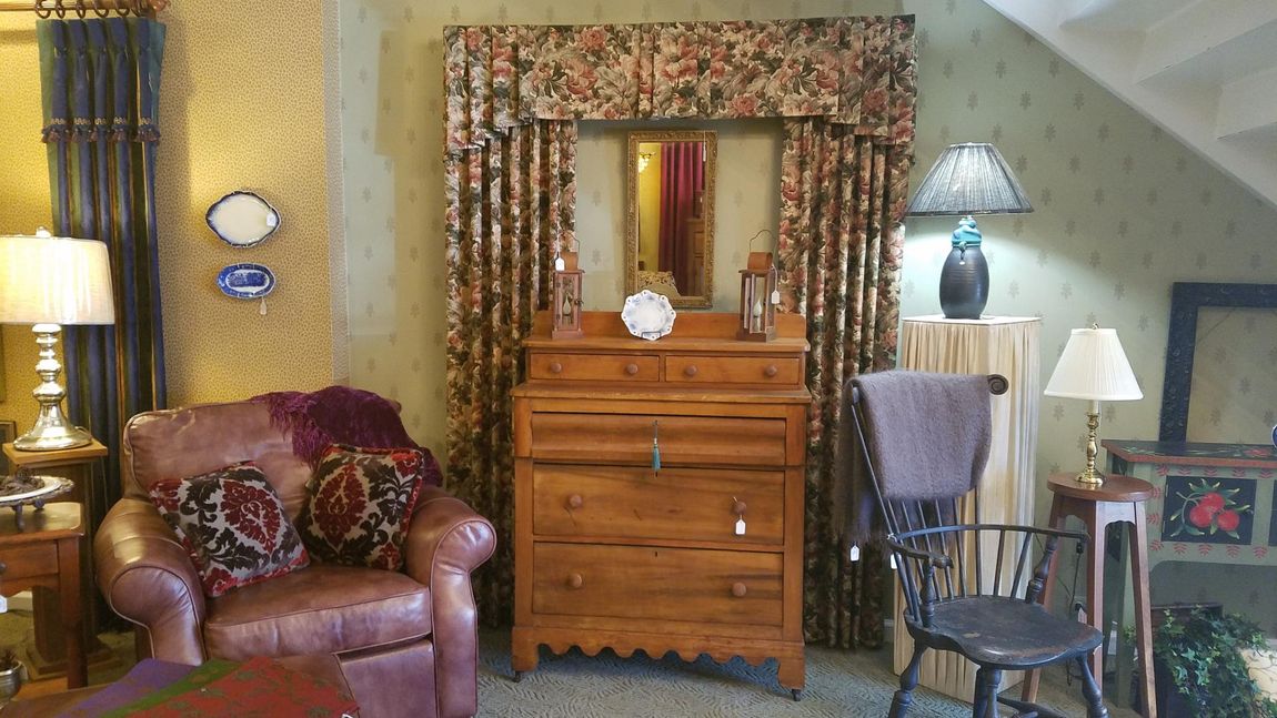 wall curtain behind the cabinet