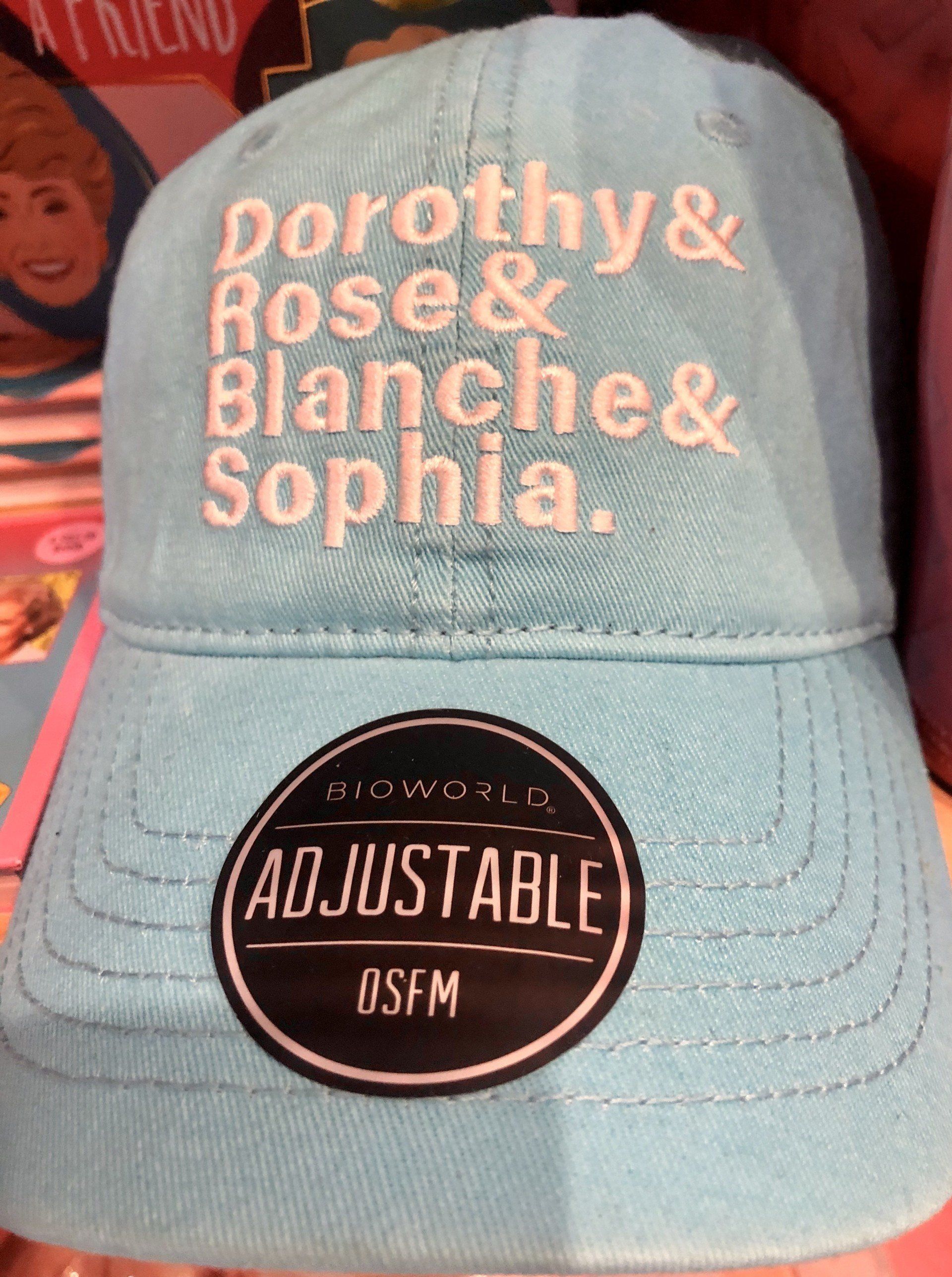 A light blue baseball cap embroidered with 