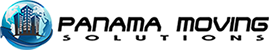 Logotipo de Panama Moving Solutions con un globo azul y texto negro