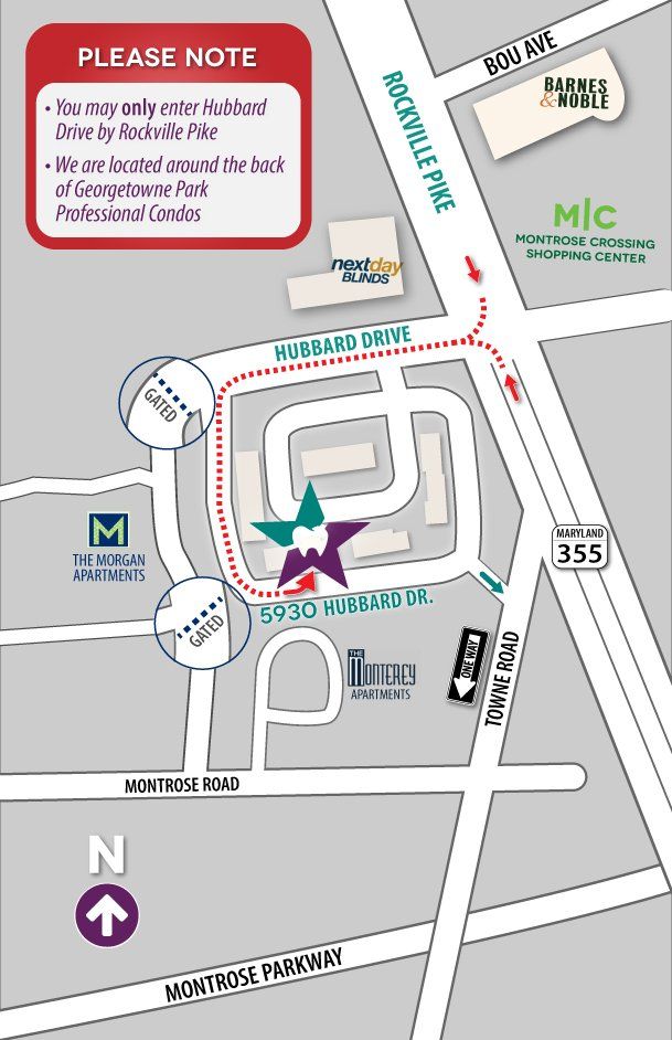 Map Location of StarBrite Dental at 5930 Hubbard Dr, Rockville, MD 20852
