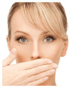 Woman Covering Mouth