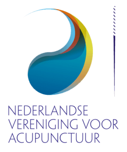 Logo for Nederlandse Vereniging voor Acupunctuur with blue, orange, and yellow abstract emblem