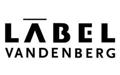 Een zwart-wit logo voor Label vandenberg op een witte achtergrond.