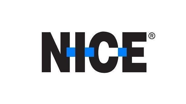 The logo for nice is black and blue with a blue stripe.