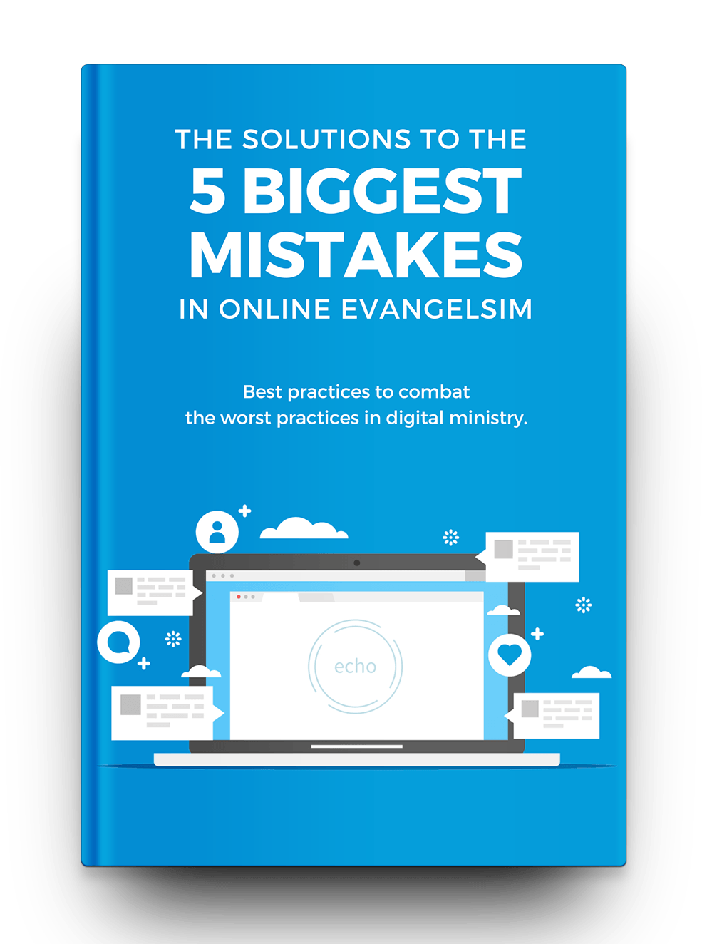 A blue book titled the solutions to the 5 biggest mistakes in online evangelism