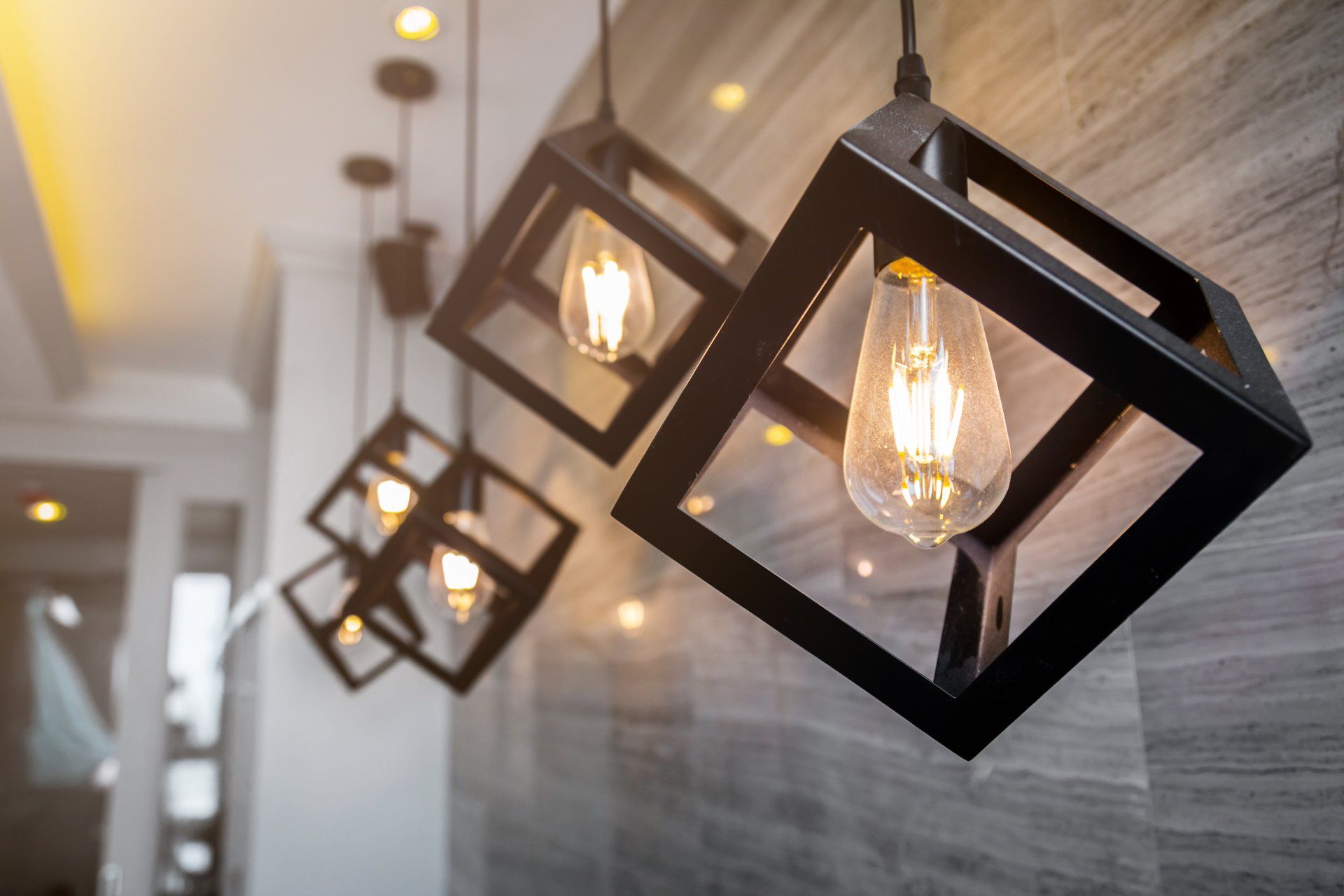 modern pendant light with vintage light bulb