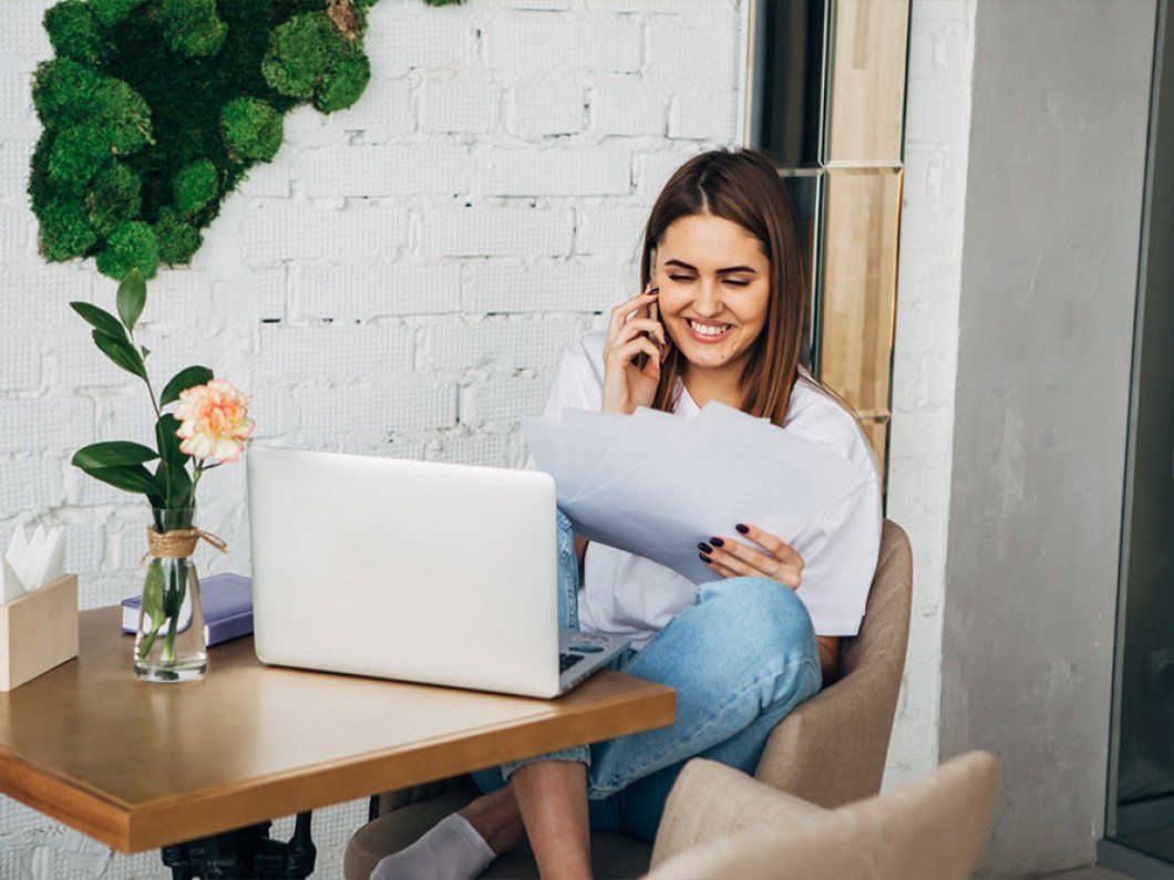 woman on phone contact